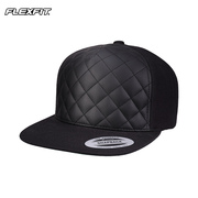 flexfit经典系列棒球帽，仿真皮进口休闲嘻哈，帽黑色平檐帽子