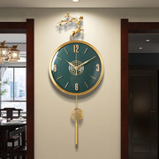 2023挂墙时钟纯铜石英钟新中式挂钟轻奢创意挂表客厅摆钟钟表