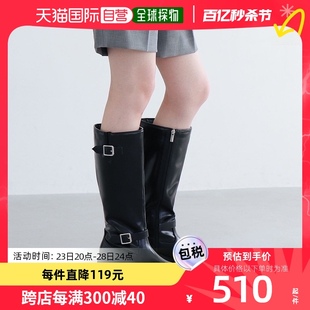 日本直邮evol女士长靴时尚，百搭靴子厚底，中跟皮靴黑色显瘦