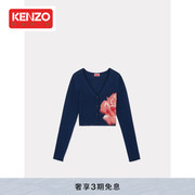 kenzo24春夏女士玫瑰花图案，休闲套头针织衫毛衣
