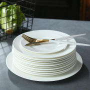 骨瓷盘子套装家用纯白色餐具盘平盘菜碟西餐盘景德镇陶瓷盘子菜盘