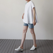 T233韩国女装2024宽松裙式纯棉圆领短袖夏季女士t恤上衣显瘦
