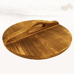 加厚老式大锅锅盖家用定制木质铁锅，带把手实木特大圆形木盖子保温