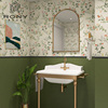 法式卫生间花砖绿色仿墙纸，艺术墙砖厨房浴室，瓷砖全瓷复古阳台地砖