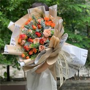 卡布奇诺密西根曼塔玫瑰鲜花，广州店天河，番禺同城速递生日花束礼物