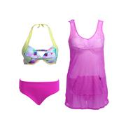 HOSA浩沙泳衣女时尚分体裙式泳装比基尼三件套温泉沙滩116111207