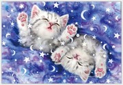 印花纯棉DMC十字绣客厅卧室儿童房可爱猫咪挂画美梦中的小猫