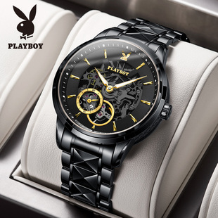 欧美品牌全自动商务手表，防水镂空机械男表精钢钢带夜光国产腕表