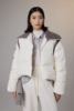 2023韩国东大门针织拼接翻领羽绒服，女短款95白鸭绒(白鸭绒)小个子外套