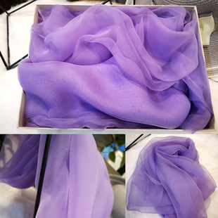 2021大披肩夏季外搭紫色冰丝舞蹈纱巾长款丝巾女春秋薄款围巾