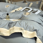 高档奢华欧式四件套全棉纯棉，简约刺绣被套高级感床单床笠床上用品