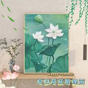 夏日荷花肌理画diy材料，包全套(包全套)石英砂，立体丙烯画手绘画0基础送教程