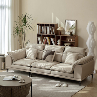 GUSHI故时羽绒沙发现代简约三人位科技布沙发小户型客厅直排沙发