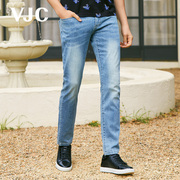VJC/威杰思2024年夏季男装男士深蓝牛仔裤水洗简约直筒长裤