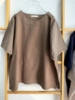 森女日系文艺风镂空拼接简约纯色短袖衬衫女减龄，小众宽松圆领上衣