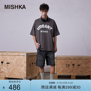 mishka大眼球潮牌2023夏季男士时尚潮流字母，印花牛仔中裤