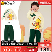 加绒bduck小黄鸭童装，男童长袖套装，冬季儿童运动两件套厚