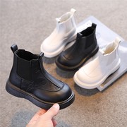 女童马丁靴2024秋季黑色，单靴英伦风时尚宝宝，短靴男童软底皮靴