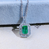 宝创集18K金0.6克拉天然翠绿色赞比亚祖母绿吊坠钻石彩宝锁骨项链