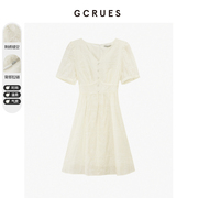 gcrues刺绣镂空连衣裙，女夏季2024年韩系法式温，柔风小个子裙子
