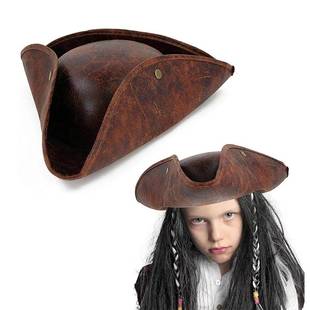 Pirate Tricorn Hat 加勒比海盗三角帽皮革海盗杰克船长帽