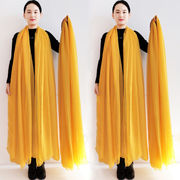 洋气丝巾女冬季保暖围巾黄色，长款广场舞蹈，纱巾3米超长防晒披肩夏