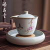 复古汝窑茶壶汝瓷功夫茶具，手抓壶家用三才盖碗，陶瓷茶壶茶碗大茶杯
