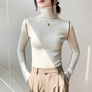 羊毛高领长袖针织衫女2023秋冬修身减龄西装内搭设计感打底衫