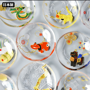 日本进口石冢硝子aderia十二生肖，小玻璃碟子，日式小托盘调味酱油碟