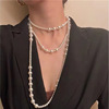 三层珍珠项链 法式优雅珍珠长项链晚宴气质毛衣链女