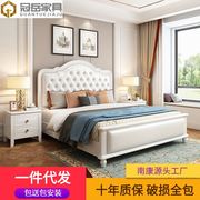 美式现代简约实木床1.8米1.5米双人主卧室气压高箱结构软包主题床