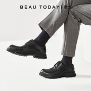 BeauToday正装商务皮鞋男款真皮冬季大头德比鞋男士高端品牌鞋