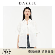 dazzle地素奥莱夏季哆啦a梦系列设计感刺绣白衬衫女2d2c2131c