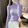 紫色高领打底衫女秋冬内搭长袖2023年螺纹高级感针织紧身上衣