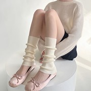 日系少女糖果色堆堆袜套薄款纯色甜美芭蕾风针织腿套简约百搭
