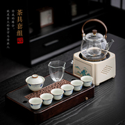 手绘青花茶具套装家用高档轻奢陶瓷，茶壶茶杯排蓄双用茶盘功夫茶具