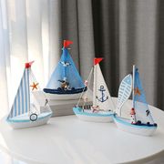 地中海风格创意家居装饰摆设木质帆船模型小摆件手海边纪念品小船