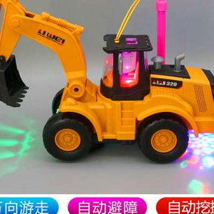 新年灯笼玩具儿童手提发光音乐电动万向挖掘机汽车男孩元宵节花灯