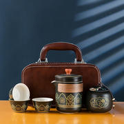 旅行茶具套装户外露营古韵，陶瓷茶具泡茶快客杯商务手提礼盒包