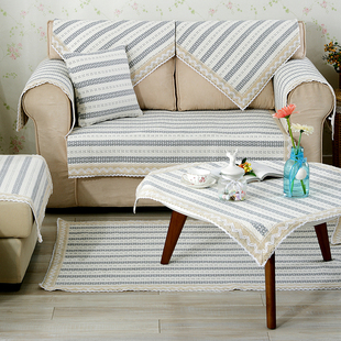亚麻沙发垫四季简约现代通用组合套装客厅田园沙发垫布艺纯棉三人