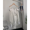 日系白色设计感减龄连衣裙一字并肩长袖，吊带中裙时尚休闲洋气e$8