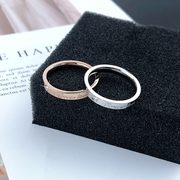 镶钻戒指对戒情侣时尚个性高级感不掉色男生食指环钛钢饰品玫瑰金