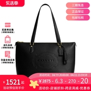 coach蔻驰gallerytote女士，单肩包托特大包字母，徽章带流苏