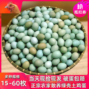 绿壳山鸡蛋60枚新鲜乌鸡蛋40枚正宗农家散养土，鸡蛋15枚农村柴鸡蛋