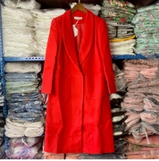 大红色羊绒毛呢外套，女2023年秋冬季长款高级感中长款呢子大衣