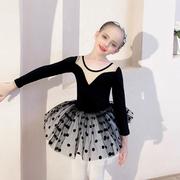 2024新儿童(新儿童)舞衣，春秋长袖女童练功服两件式，套装检定考试服黑色芭蕾