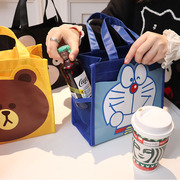 加厚防水卡通可爱饭盒袋方形女孩手提包，便当包学生(包学生，)男孩带午餐的包