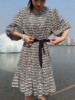 雪纺连衣裙女夏季2023设计感气质洋气收腰显瘦泡泡中袖a字裙