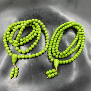四海玉器8毫米108颗绿色玉石佛珠念珠毛衣，链老型珠手串