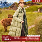 卡米兰白鹅绒(白鹅绒)羽绒服，女2022冬季宽松中长款高领保暖羽绒外套